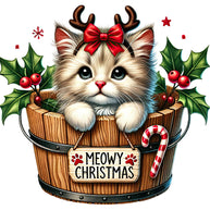 Meowy Christmas Fabric Panel 3