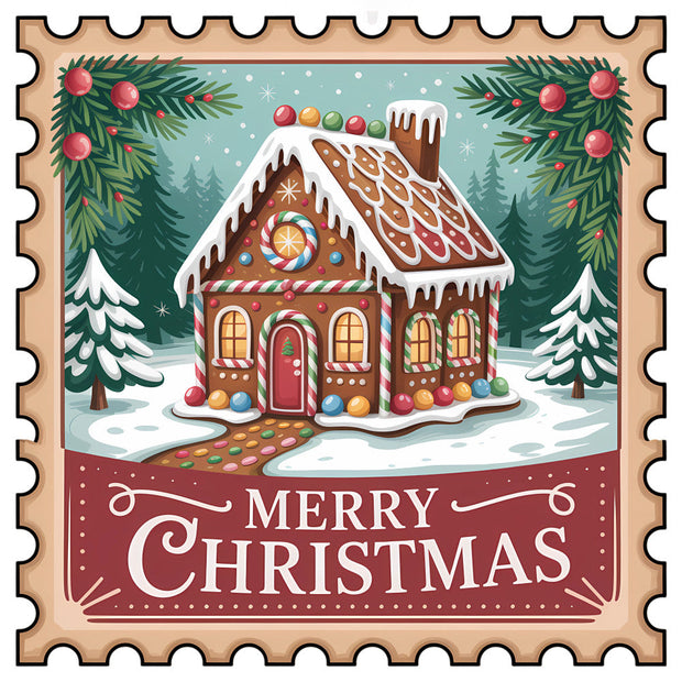 Vintage Christmas Stamps Fabric Panel 40