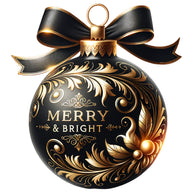 Elegant Christmas Ball Ornaments Fabric Panel 28