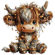 Christmas Highland Cow Fabric Panel 9