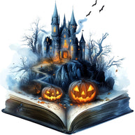 Halloween Books Fabric Panel 23
