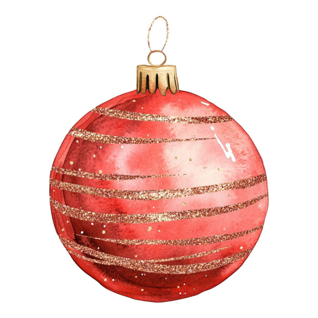 Watercolor Christmas Ornaments Fabric Panel 21