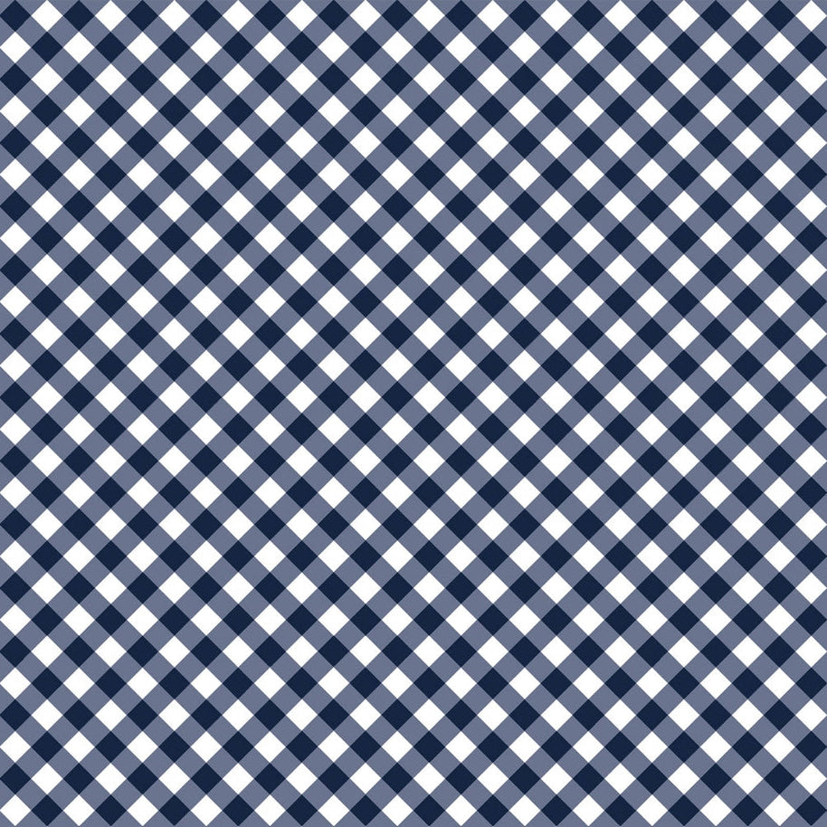 Barely Basics Gingham Quilting Cuddle Navy Fabric Per Yard