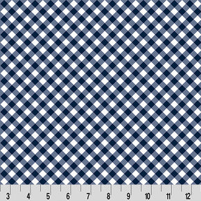 Barely Basics Gingham Quilting Cuddle Navy Fabric Per Yard