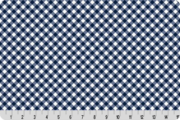 Barely Basics Gingham Quilting Cuddle Navy Fabric Per Yard